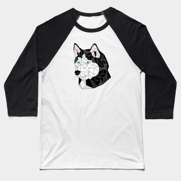 Siberian Husky Black & White Stained Glass Baseball T-Shirt by inotyler